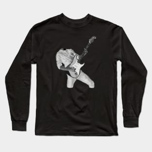 Rock n Roll Guitar Player, Black & White 2 Long Sleeve T-Shirt